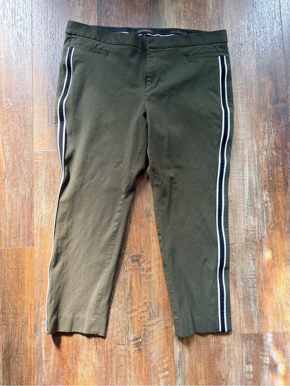 Banana Republic Women’s Olive Ankle Pants Side Stripe Skinny Slim Fit Stretch 18